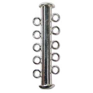 5-Strand Slider Clasp Silver - Click Image to Close